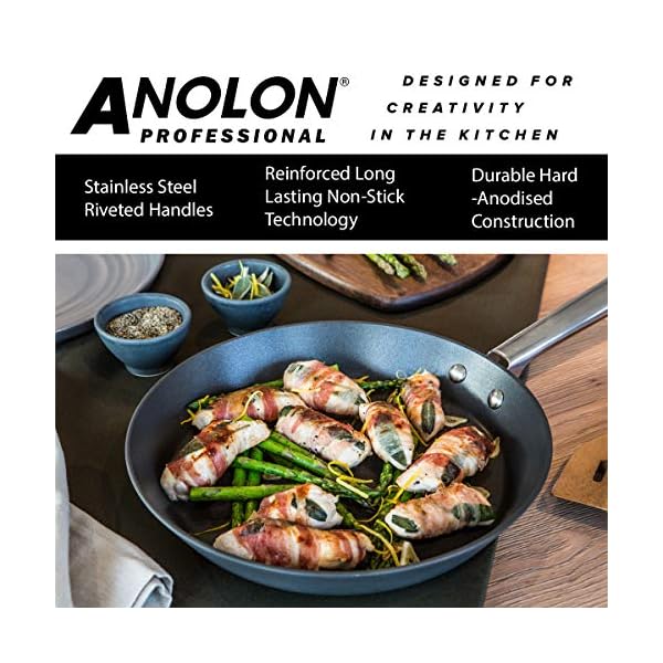 Anolon-85068-Professional-Milkpan-Saucepans-and-Frypan-Set-of-5-Lifetime-Guarantee-Premium-Non-Stick-pots-and-pans-with-Glass-lids-Hard-Anodised-cookware-Black Anolon Professional Non Stick Pots and Pans Set of 5 - Cookware Set with Milkpan, Saucepans with Toughened Glass Lids…