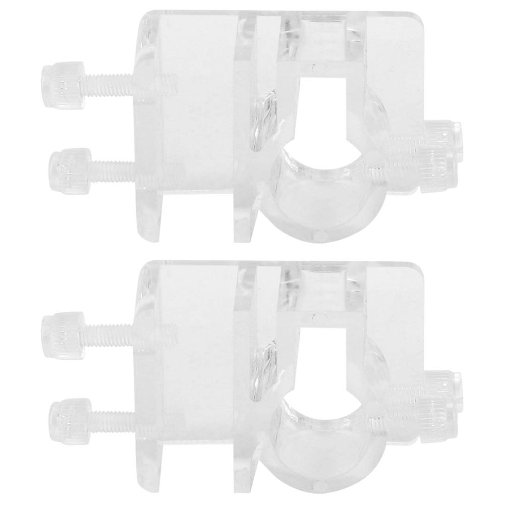 2Pcs Acrylic Aquarium Tube Holder, Soft Water Pipe Clamp Fixture for 12-16mm Hose, Fish Tank Air Line Fixing Clip with Screws, Transparent Dosing Pump Tubing Support for Inlet Outlet