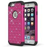 iPhone 6 Case, Pasonomi® Hybrid Stud Rhinestone Bling Armor Defender Case Cover for Apple iPhone 6 4.7 inch with Dazzling Diamond (Hotpink)