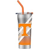 Gametime Sidekicks Tennessee Stainless Steel Straw Tumbler - Officially Licensed, 18/8 Stainless Steel, Double-walled, Vacuum-insulated, UV LED Printed Logos, Sweatless, Stays Hot/Cold -