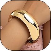 YOOESTORES82 Plated Gold Metal Wide Bracelets,Punk Minimalist Chunky Silver Circle Bangles,Attractive Party Daily Accessories Jewelry Gift for Women Bestie