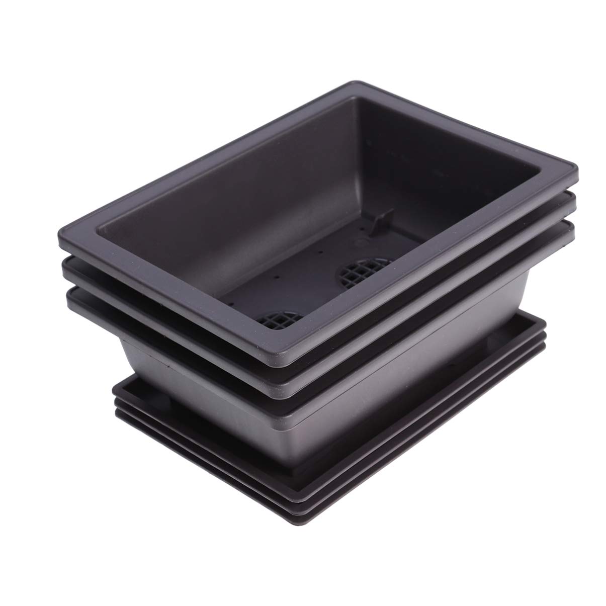 Yardwe 3pcs Rectangular Plastic Succulent Flower Pot Large for Indoor Plant Decoration for Garden Pots and Desktop Display