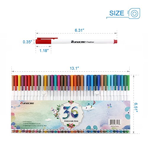 image for Sunacme 36 Color Fineliner Pens Set, 0.38 mm Ultra Fine Point Markers,