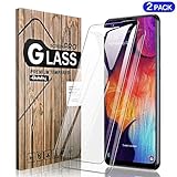 [2 Pack] Samsung Galaxy A50 Screen Protector Tempered Glass,BULUBY Case Friendly 9H Hardness HD No Fingerprint Protective Moile Phone Clear Film for Samsung Galaxy A30/A50