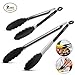Kitchen Tongs for Cooking Serving - Heavy Duty Stainless Steel BBQ Grill and Salad Serving Food Tong with Non Stick Silicone Head and Non Slip Grip plus Built in Locking O-Ring, 9 and 12 inch Set of 2