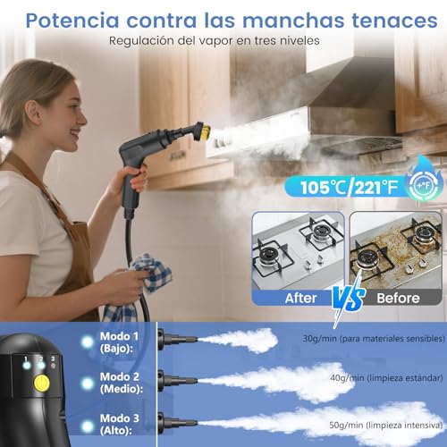 Portable Steam Cleaner 2500W, Handheld Steam Cleaner with 1.4L Reservoir, 18 Accessories, 3 Steam Modes, Steam Machine Cleaning for Home, Kitchen, Bathroom, Car and Sofa (White)