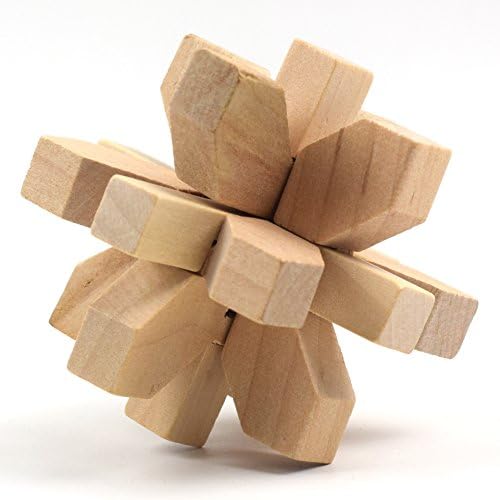 YUEKUI Burr Puzzle Mental Brainteaser Diamond Puzzle Wooden 3D Puzzle