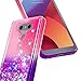 LG G6 Case, LG G6 Plus Case (2017) w/[Tempered Glass Screen Protector], NageBee Glitter Liquid Quicksand Waterfall Floating Flowing Sparkle Shiny Bling Girls Cute Case -Pink/Purple