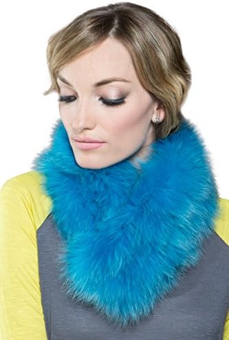 Adrienne Landau Women's Turquoise Fox and Rabbit Clip Fur Scarf