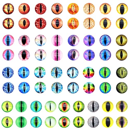 Julie Wang 100PCS 6MM Mixed Color Vertical Pupil Dragon Eyes Glass Cabochons for Clay Animal, Jewelry Making, Sculptures, Props, DIY Crafts Fantasy Art