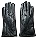 FOWNES Women's Rabbit Fur Lined Black Napa Leather Gloves
