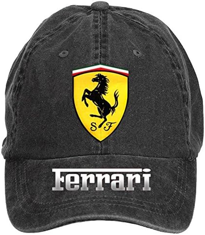 Desig Creato Adjustable Ferrari Logo Designed Baseball Caps for Men Black One Size