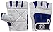 Nibra Gym Wear USA Gym Gloves White/Blue with Wrist Closure for Man & Women, Padded Workout CrossFit, Weightlifting,Biking. (Small)