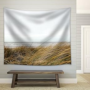 Seashore with Grass - Fabric Wall Tapestry Home Decor - 51x60 inches