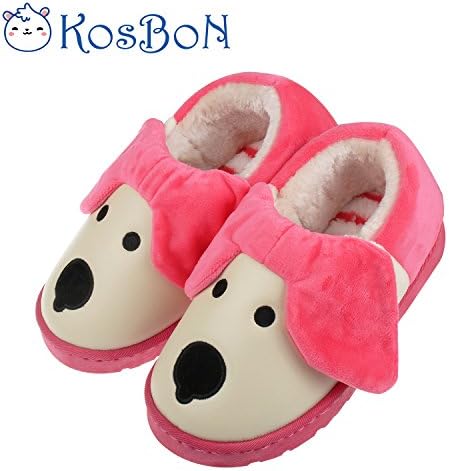 Kosbon Baby Toddler Soft-sole Anti-slip Winter Thickened Snow Slippers Boots, Cute 3D Dog Shape Kid's House Slipper Shoes Boot