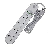 FANLIDE Universal Power Strip with USB Ports for Cruise Ship Dorm Room | 4 Widely Spaced Outlets, 6.5ft Extension Cord with M
