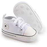 KIDSUN Unisex Baby Boy Girl Canvas Sneaker Soft Sole Infant Lace up Newborn Ankle Toddler First Walkers Crib Shoes