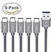 USB-C Cable, Snowkids USB 3.0 USB A to C Cable (5-Pack 3.3ftx3, 6.6ftx1, 1ftx1) Nylon Braided USB C Fast Charger for Google Pixel, LG V30 G6,Nintendo Switch, Samsung Galaxy Note 8, S8, S8 Plus (Grey)