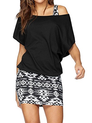 Jusfitsu Damen Ohne Arm Kleid aus Oversize Shirt 2-in-1(Set 2 tlg) Sommer Minikleid Standkleid – Bild 3