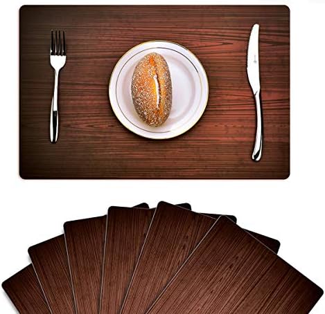 Menghao 6 PCS Waterproof Placemats Environmental Materials Multiple Styles Easy Clean for Kids Educational Learning Kitchen Dinner Party(Rosewood)