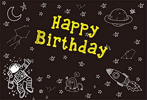 Aofoto 5x3ft Happy Birthday Astronaut Background Doodle Stars Sky