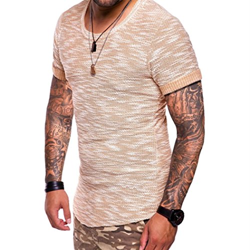 NREALY Fashion Personality Men's Summer Pure Color Relaxation Sleeve T Shirt Blouse