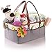 Baby Diaper Caddy Organizer - Grey Nursery Essentials Storage - Portable Basket for Car - Newborn Nursery Décor and Changing Table Accessory