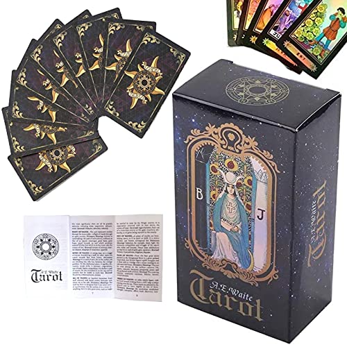 Yitengteng English Edition Tarot,78Pcs Holographic Tarot Cards for Tarot Card Deck Fortune Telling,Interactive Games are Suitable for Families Beginner