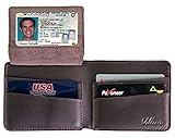 Villini - Bifold Men's Leather Wallet With ID Window - Card Holder Case , Cash Pocket (Brown Vintage)