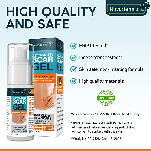 NUVADERMIS Scar Cream Gel Retinol, Allantoin, Vitamin E, Betaine C