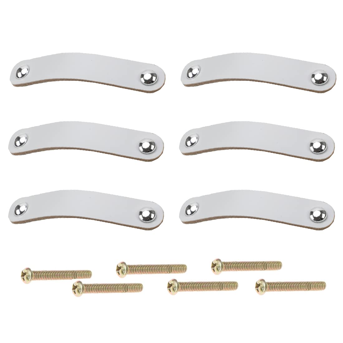 Aivoya 6-Piece Soft PU Leather & Zinc Alloy Modern Grey Furniture Handles for Cabinets, Drawers & Wardrobes