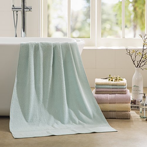 LOVO Egyptian Cotton Towel Set 3 Pieces Bath Hand Face Washcloth Luxury Microfiber Premium Soft Towel, Pale Blue - Thumbnail 4
