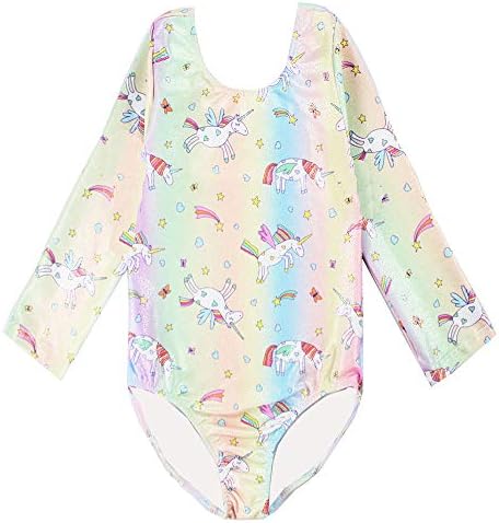 Leotards for Girls Gymnastics Sparkly Unicorn Rainbow Kids Children Biketard Dance Ballet Unitard for 2-9T