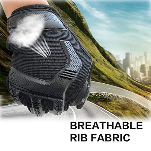 Protective Motorcycle Gloves Work Gloves, Touch Screen Leather and Hard Knuckle Full Finger for Military Tactical Bike Cycling Racing Hunting Airsoft Paintball Shooting Work (Black, XL:8.66-9.06)