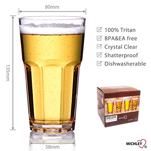 MICHLEY Unbreakable Water Glasses 12 Oz, 100% Tritan Plastic Tumbler Drinking Glasses For Juice Beer - //coolthings.us