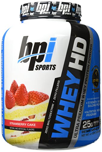 BPI Sports Whey Hd Ultra Premium Protein Powder, Strawberry Cake, 4.1 Pound