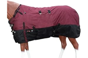 HILASON 1200D Turnout Light Winter Waterproof Horse Sheet Wine - 72 Inches| Horse Blanket | Horse Blankets for Winter Waterpr