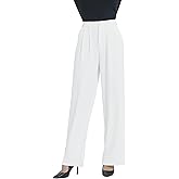 Tronjori Women High Waist Casual Straight Leg Dress Pants Office Work Trousers Suit Pants Back Elastic Waistband