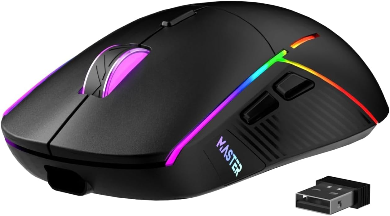 Photo 1 of FFJ Wireless Gaming Mouse, 24000 DPI, Tri-Mode BT5.3/Type-C Wired/2.4G Wireless Mouse, RGB, 6 Programmable Buttons, 75Hrs Battery Life, Rechargeable Gamer Mouse for PC, Laptop, Mac, PS5, Xbox - Black