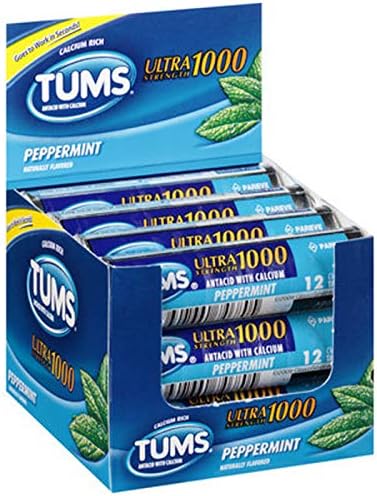 (Pack of 36, 432 Ct) Tums Peppermint Antacid Ultra 1000 Peggable