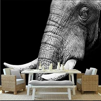 Black And White Elephant Custom Photo 3D Wall Murals