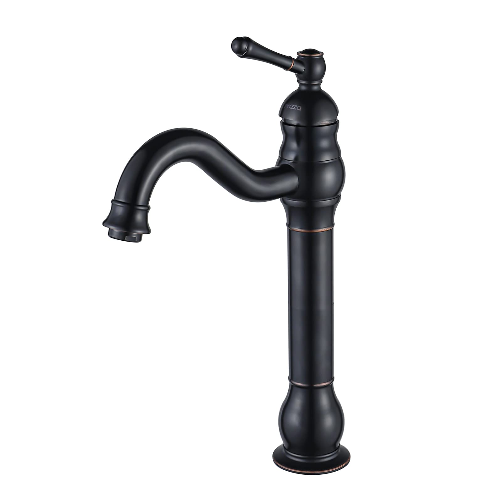 FWZZQ Retro Black Brass Washbasin Tap - 360° Swivel Single Lever Mixer Fitting for Bathroom