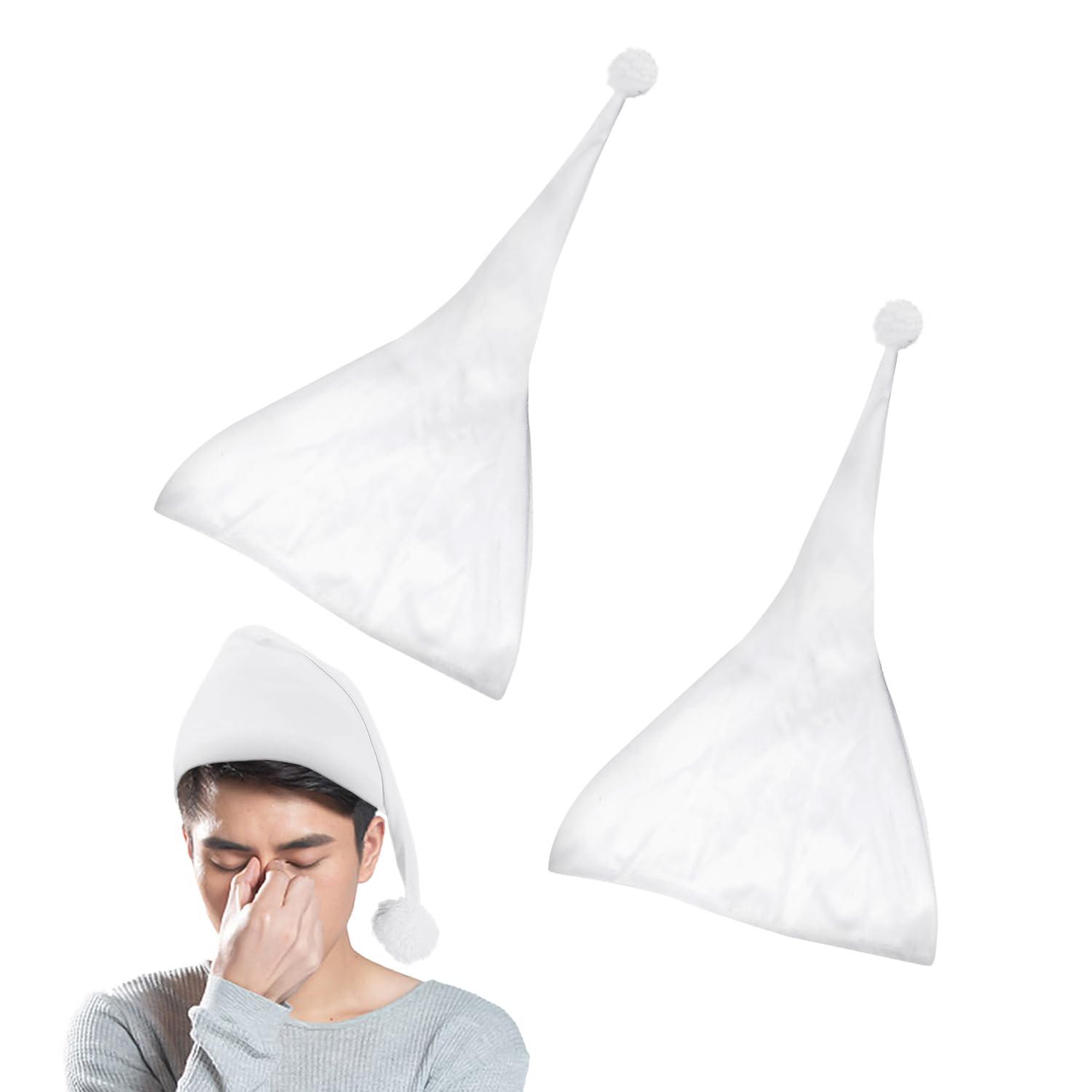 2 Pieces of Giant Baby Hats for Men, Sleepyhead Nightcaps, Peaked Hats, Silk Nightcaps, White Nightcaps, Men's Nightcaps, Cotton Nightcaps, Suitable for Stage Performances
