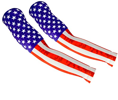 Thermal Arm Warmers, American Flag (2 Sleeves) for Cycling, Running, Mountain Bikes, MTB, Men or Women - Domain Cycling