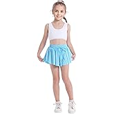 Girls Flowy Skirt Shorts Preppy Shorts 2 in 1 Butterfly Running Shorts with Pockets for Dance School Wear Gym Fitness Sleep