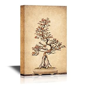 Canvas Wall Art - Potted Bonsai Tree - Gallery Wrap Modern Home Art | Ready to Hang - 12x18 inches
