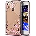 iPhone 7 Plus 5.5 Crystal Flower TPU Cover-Auroralove Shiny Fashion Transparent Soft Floral Butterfly Graden Case with Original Swarovski Element for iPhone 7 Plus (iphone 7 plus, Rose Gold+Pink)