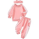 AMAWMW Infant Baby Girl Clothes Long Sleeve Loose Sweatshirts Pockets Pants Headband Outfits Fall Winter Spring Gift