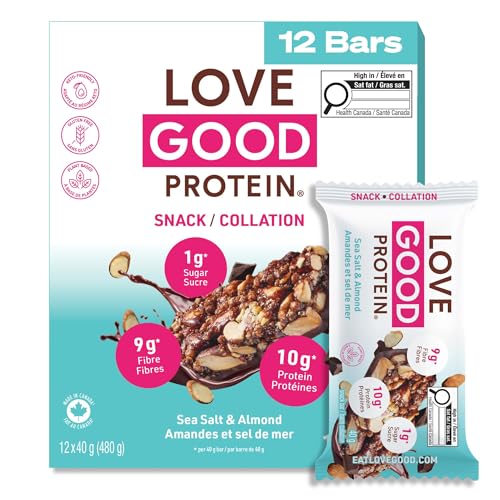 Love Good Protein Bars | Plant-Based Keto Bars | Low Sugar, Low Carb & Gluten Free | Chewy Nutty Dark Chocolate Sea Salt & Almonds - 12 Pack