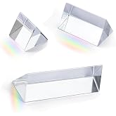 Equilateral Crystal Prisms Set,Optical Glass Prisms for Physics Teaching | Rainbow Maker&amp;Photography,Light Refraction Spectrum Science Experiment Tool,Optical Triangular Prism Props (1", 2", 4"),